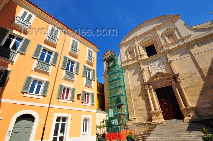 sardinia217: Sassari / Tàthari , Sassari province, Sardinia / Sardegna / Sardigna: church of Santa Caterina, the university church - curvilinear tympanum - Jesuit architect Giovanni Maria Bernardoni - on the left the Canopoleno, a Jesuit home - Piazza Santa Caterina - photo by M.Torres - (c) Travel-Images.com - Stock Photography agency - Image Bank