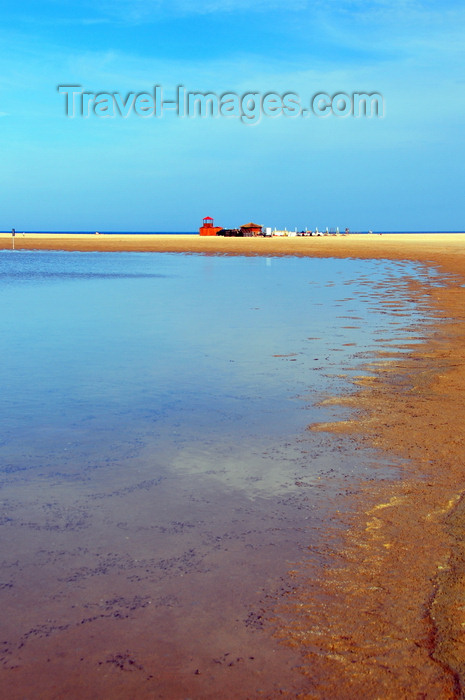 sardinia231: Baia di Chia, Domus de Maria municipality, Cagliari province, Sardinia / Sardegna / Sardigna: lagoon and beach - the Mediterranean Sea is a thin line on the horizon - photo by M.Torres - (c) Travel-Images.com - Stock Photography agency - Image Bank