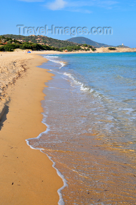 sardinia234: Baia di Chia, Domus de Maria municipality, Cagliari province, Sardinia / Sardegna / Sardigna: beach Monte Cogoni, and Cape Spartivento - photo by M.Torres - (c) Travel-Images.com - Stock Photography agency - Image Bank