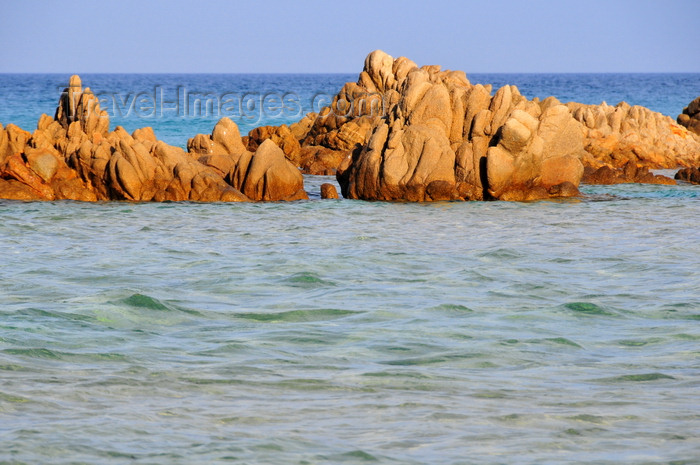 sardinia239: Baia di Chia, Domus de Maria municipality, Cagliari province, Sardinia / Sardegna / Sardigna: eroded rocks near the shore - photo by M.Torres - (c) Travel-Images.com - Stock Photography agency - Image Bank