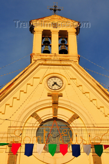 sardinia247: Pula, Cagliari province, Sardinia / Sardegna / Sardigna: gable façade of the Chiesa di San Giovanni Battista - Sant'Efisio sign - photo by M.Torres - (c) Travel-Images.com - Stock Photography agency - Image Bank