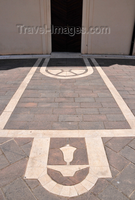 sardinia280: Muravera / Murèra, Cagliari province, Sardinia / Sardegna / Sardigna: pavement of the church yard - bell gable - Sarrabus sub-region - photo by M.Torres - (c) Travel-Images.com - Stock Photography agency - Image Bank