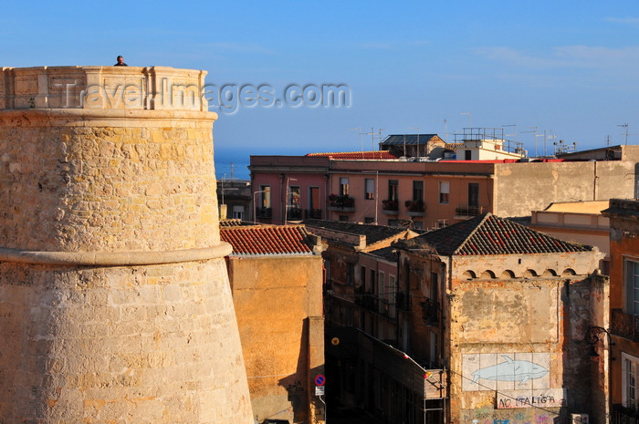 sardinia313: Cagliari, Sardinia / Sardegna / Sardigna: tower in the old Spanish Sperone bastion, now part of Bastione St. Remy - view from Terrazza Umberto I - quartiere Castello - photo by M.Torres - (c) Travel-Images.com - Stock Photography agency - Image Bank
