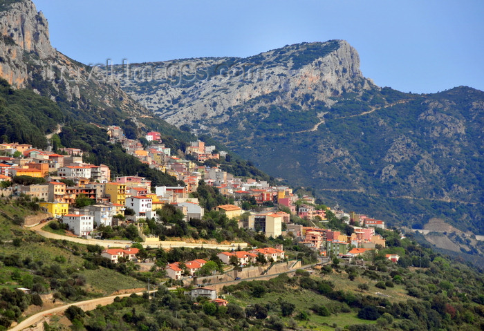 sardinia33: Baunei, Ogliastra province, Sardinia / Sardegna / Sardigna: the town, the SS125 road and the sandstone cliffs - photo by M.Torres - (c) Travel-Images.com - Stock Photography agency - Image Bank