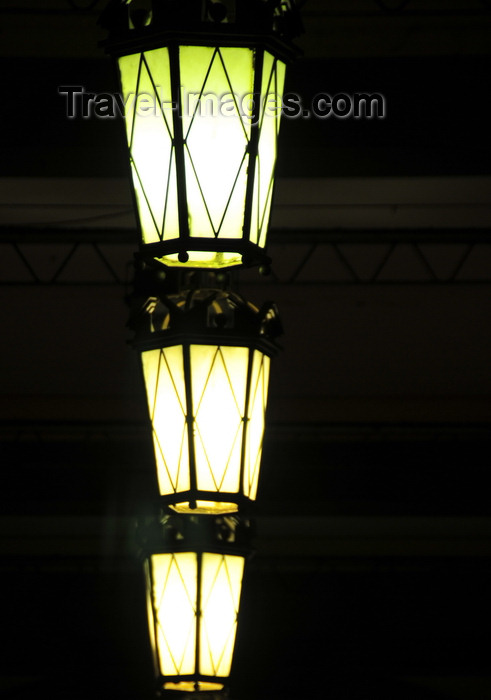 sardinia332: Cagliari, Sardinia / Sardegna / Sardigna: lamps in the Via Roma arcade - quartiere Marina - photo by M.Torres - (c) Travel-Images.com - Stock Photography agency - Image Bank