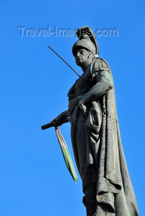 sardinia356: Cagliari, Sardinia / Sardegna / Sardigna: statue of Carlo Felice / Charles Felix dressed as a Roman soldier - sculptor Andrea Galassi - King of Sardinia, Duke of Savoy, Piedmont and Aosta - Largo Carlo Felice, Piazza Yenne - Carlo Felice di Savoia, Re di Sardegna - quartiere di Stampace - photo by M.Torres - (c) Travel-Images.com - Stock Photography agency - Image Bank