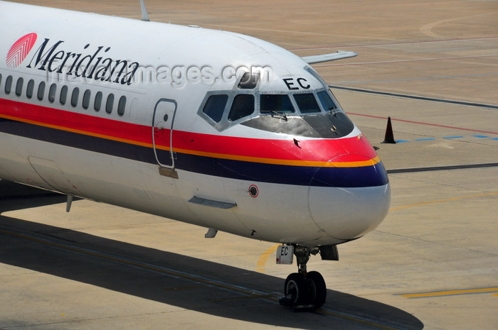 sardinia376: Cagliari, Sardinia / Sardegna / Sardigna: aircraft of Sardinian airline Meridiana - McDonnell Douglas MD-83 (DC-9-82) - I-SMEC, cn 49808/1836 - Cagliari-Elmas Airport - Aeroporto Mario Mameli di Cagliari Elmas - photo by M.Torres - (c) Travel-Images.com - Stock Photography agency - Image Bank