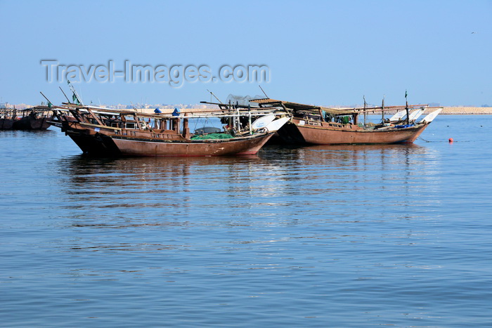 saudi-arabia233: Al Qatif, Eastern Province, Saudi Arabia: fishing dhows moored by the corniche, Jaliboot type - Tarout Bay, Persian Gulf - photo by M.Torres - (c) Travel-Images.com - Stock Photography agency - Image Bank