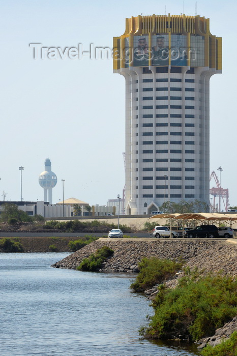 saudi-arabia36: Jeddah, Mecca Region, Saudi Arabia: royal images on the Saudi Ports Authority tower (Mawani), Jeddah Islamic Port - photo by M.Torres - (c) Travel-Images.com - Stock Photography agency - Image Bank