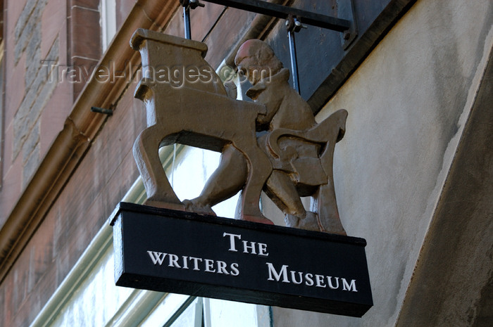 scot122: Scotland - Edinburgh: sign over the entrance to the Writers Museum - Lady Stair's Close, Lawnmarket - photo by C.McEachern - (c) Travel-Images.com - Stock Photography agency - Image Bank