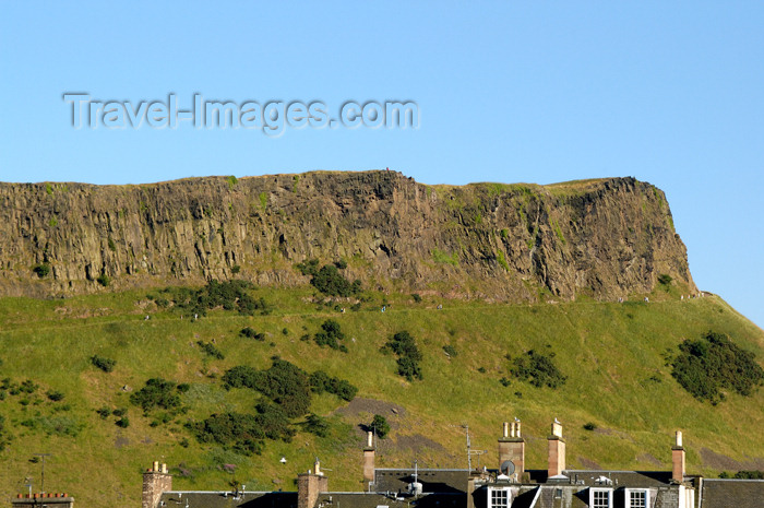 scot129: Scotland - Edinburgh: the cliff face of Salisbury Crags looks down on Edinburgh like a grand fortress - situated in Holyrood Park, less than a 1 km southeast of Princes Street, the Crags represent the glaciated remains of a Carboniferous sill - photo by C.McEachern - (c) Travel-Images.com - Stock Photography agency - Image Bank