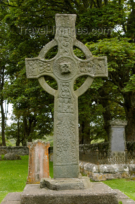 scot180: Scotland - Islay Island - Inner Hebrides - View of the Kildalton Cross, 8th century - scenes on the cross depict 4 lions, the Virgin and child, Cain murdering Abel, the sacrifice of Isaac and David killing the lion - photo by C.McEachern - (c) Travel-Images.com - Stock Photography agency - Image Bank