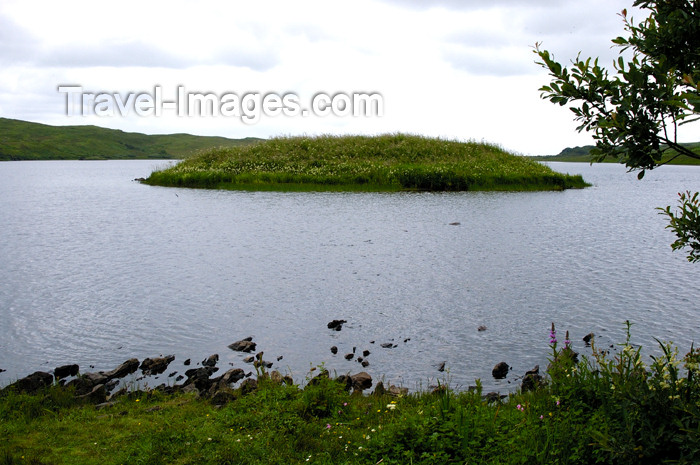 scot187: Scotland - Islay Island - Finlaggan: Council Island of the Lord of the Isles was reached by means of a stone causeway just under the surface of the water - excavations have revealed an iron age - (c) Travel-Images.com - Stock Photography agency - Image Bank