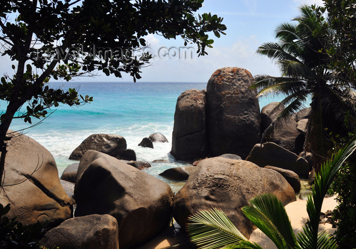 seychelles101: Mahe, Seychelles: Glacis - rocks, sea and palm trees - photo by M.Torres - (c) Travel-Images.com - Stock Photography agency - Image Bank