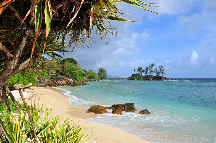 seychelles112: Mahe, Seychelles: Port Glaud - vegetation, beach and Petite ile - photo by M.Torres - (c) Travel-Images.com - Stock Photography agency - Image Bank