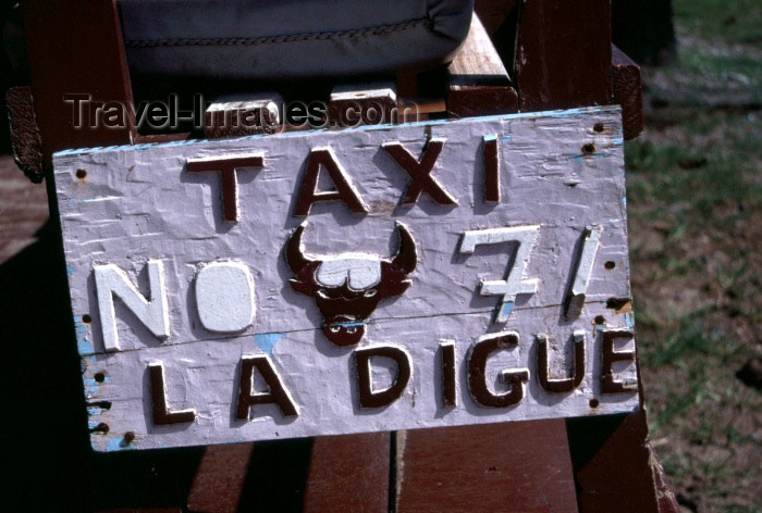 seychelles51: Seychelles - La Digue island: bovine taxi - license plate - photo by F.Rigaud - (c) Travel-Images.com - Stock Photography agency - Image Bank