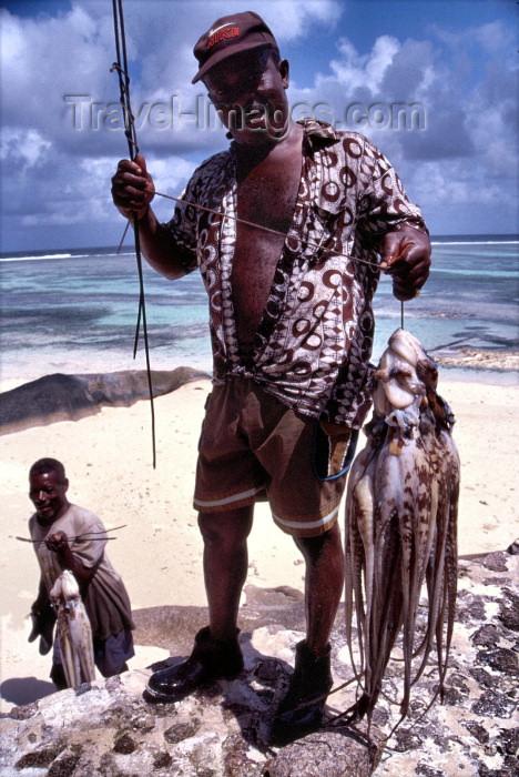 seychelles66: Seychelles - La Digue island: fisherman and his catch - octopus - photo by F.Rigaud - (c) Travel-Images.com - Stock Photography agency - Image Bank