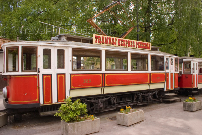 slovenia111: Pizzeria in a tram - city centre, Ljubljana, Slovenia - photo by I.Middleton - (c) Travel-Images.com - Stock Photography agency - Image Bank