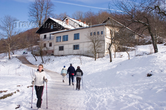 slovenia121: hikers on a frozen trail - Smarna Gora mountain on the outskirts of Ljubljana, Slovenia - photo by I.Middleton - (c) Travel-Images.com - Stock Photography agency - Image Bank