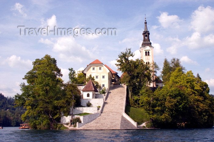 slovenia172: Slovenia - View across to the island church on Lake Bled - photo by I.Middleton - (c) Travel-Images.com - Stock Photography agency - Image Bank