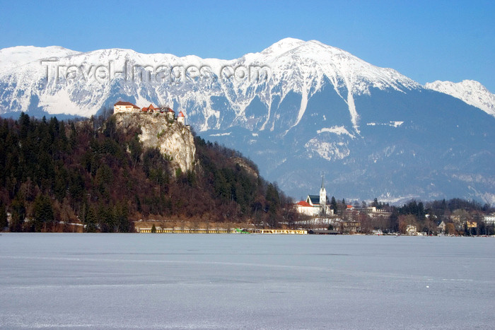 slovenia180: Slovenia - View across Lake Bled when frozen over in winter towards the Karavanke mountain range - Julian Alps - photo by I.Middleton - (c) Travel-Images.com - Stock Photography agency - Image Bank