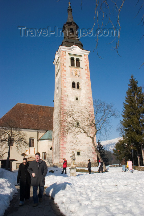 slovenia184: Slovenia - Church of the Assumption on Bled lake in Winter, Slovenia - photo by I.Middleton - (c) Travel-Images.com - Stock Photography agency - Image Bank