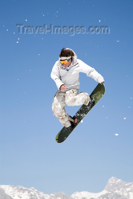 slovenia254: Slovenia - Snowboarder on Vogel mountain in Bohinj - flying - photo by I.Middleton - (c) Travel-Images.com - Stock Photography agency - Image Bank