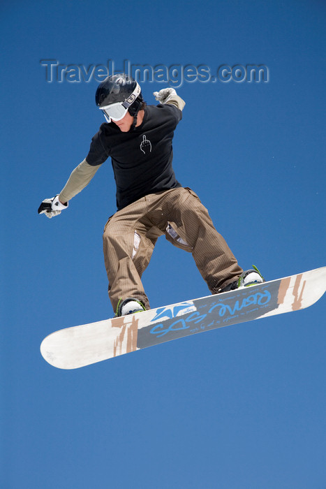 slovenia258: Slovenia - Snowboarder on Vogel mountain in Bohinj - jumper and sky - photo by I.Middleton - (c) Travel-Images.com - Stock Photography agency - Image Bank