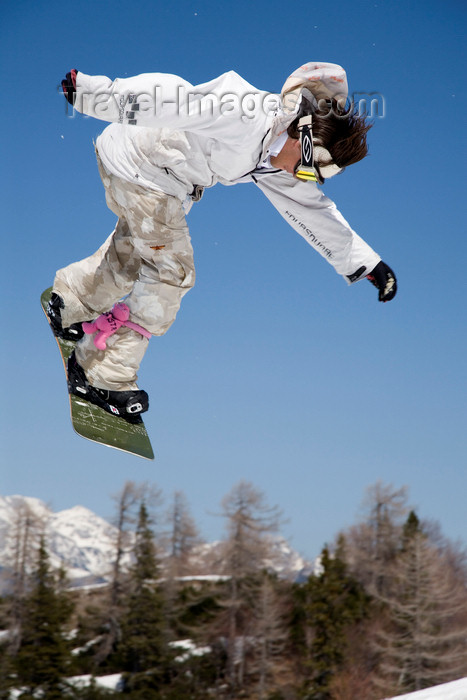 slovenia259: Slovenia - Snowboarder on Vogel mountain in Bohinj - man in white - photo by I.Middleton - (c) Travel-Images.com - Stock Photography agency - Image Bank
