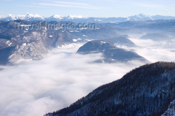 slovenia263: Slovenia - View of Lake Bohinj covered with clouds from Vogel Mountain ski resort - photo by I.Middleton - (c) Travel-Images.com - Stock Photography agency - Image Bank