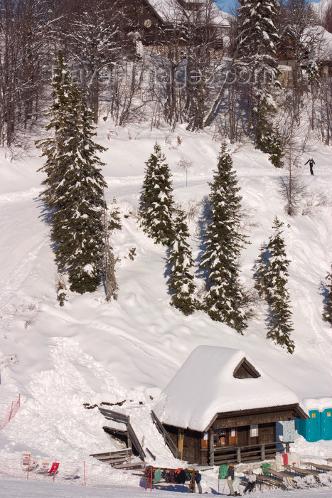 slovenia265: Slovenia - snow covered bungalow - Vogel Mountain - photo by I.Middleton - (c) Travel-Images.com - Stock Photography agency - Image Bank