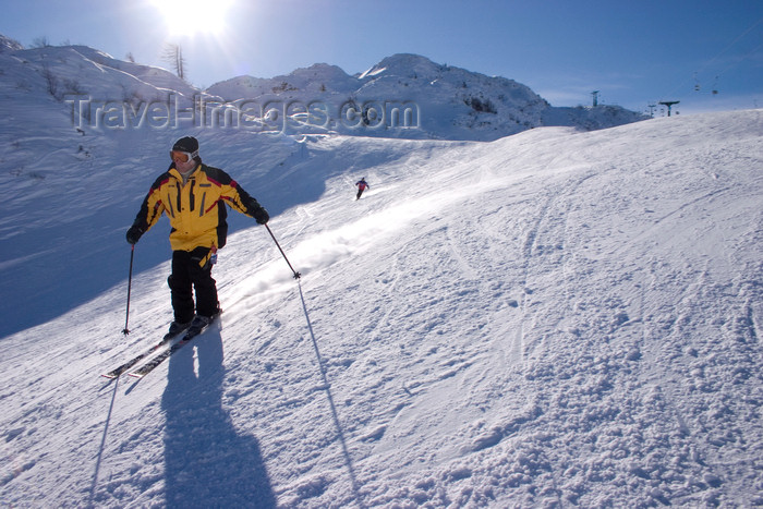slovenia273: Slovenia - skier and sun - Vogel mountain in Bohinj - photo by I.Middleton - (c) Travel-Images.com - Stock Photography agency - Image Bank
