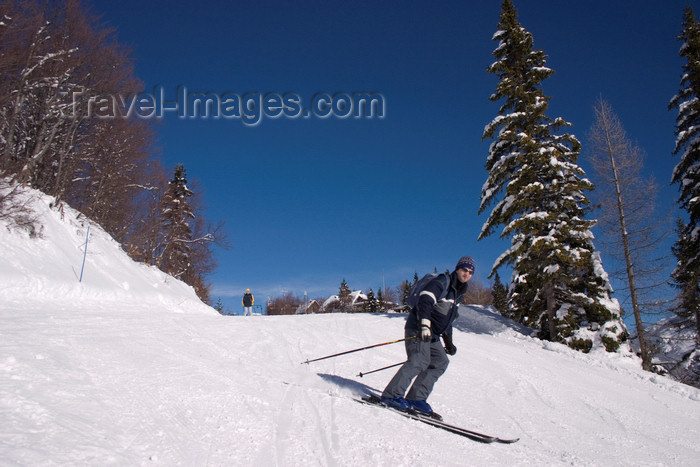 slovenia275: Slovenia - man skiing on Vogel mountain in Bohinj - photo by I.Middleton - (c) Travel-Images.com - Stock Photography agency - Image Bank