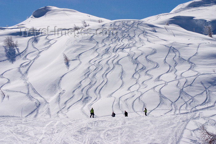 slovenia284: Slovenia - slope with tracks left by skiers - Vogel mountain in Bohinj - photo by I.Middleton - (c) Travel-Images.com - Stock Photography agency - Image Bank