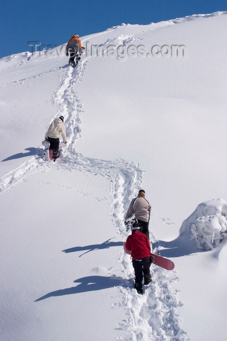 slovenia289: Slovenia - Snowboarders climbing on Vogel mountain in Bohinj - photo by I.Middleton - (c) Travel-Images.com - Stock Photography agency - Image Bank