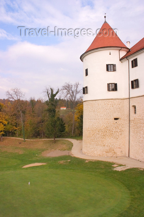 slovenia325: Slovenia - castle 10kms south of Brezice - Golf hotel Grad Mokrice - green - photo by I.Middleton - (c) Travel-Images.com - Stock Photography agency - Image Bank