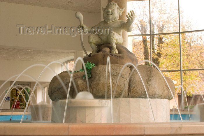 slovenia330: Slovenia - Catez ob Savi: Terme catez - thermal spa - fountain with  statue of Catez - half man half goat - guardian of the sacred springs - photo by I.Middleton - (c) Travel-Images.com - Stock Photography agency - Image Bank