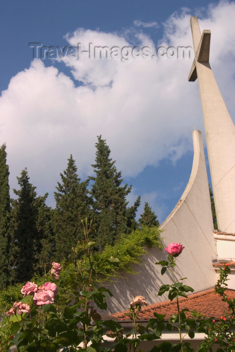 slovenia382: Slovenia - Portoroz: Church in shape of boat sail - cross - photo by I.Middleton - (c) Travel-Images.com - Stock Photography agency - Image Bank