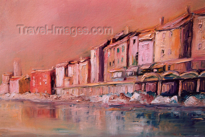 slovenia413: Slovenia - Piran: Presernovo nabrezje and the Adriatic sea - painting - photo by M.Torres - (c) Travel-Images.com - Stock Photography agency - Image Bank