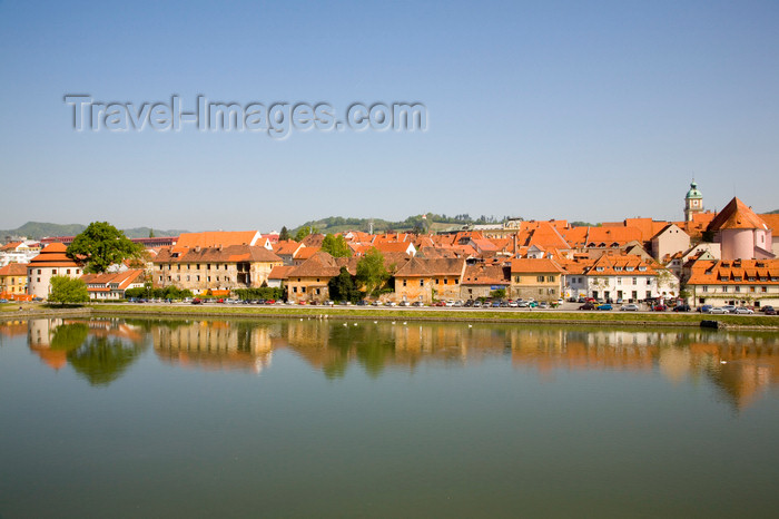 slovenia431: Lent across Drava River - reflection, Maribor , Slovenia   - photo by I.Middleton - (c) Travel-Images.com - Stock Photography agency - Image Bank