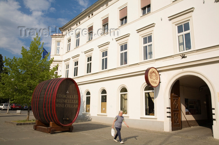 slovenia449: Entrance to Vinag wine cellar, 20 , 000 square metres of cellars underneath Trg Svobode, Maribor, Slovenia - photo by I.Middleton - (c) Travel-Images.com - Stock Photography agency - Image Bank