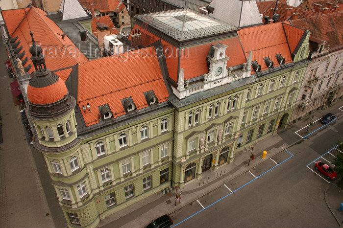 slovenia460: Art Nouveau Facade of the old post office building - view from the bell tower of the Church of Saint John the Baptist, Maribor, Slovenia  - photo by I.Middleton - (c) Travel-Images.com - Stock Photography agency - Image Bank