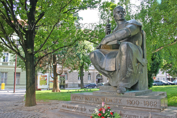 slovenia466: Slomskov Trg - statue of famous priest Anton Martin Slomsek - this is the priest who brought about many changes in Maribor, including the upgrade of the parish church to a cathedral - Maribor, Slovenia, - photo by I.Middleton - (c) Travel-Images.com - Stock Photography agency - Image Bank