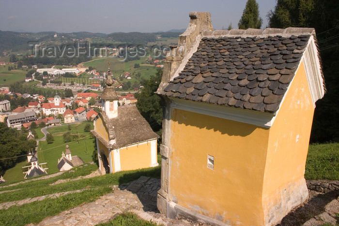 slovenia498: Chapel of Saint Rok near Smarje pri Jeslah - the way of the cross pilgrimage trail - calvary and valley view, Slovenia - photo by I.Middleton - (c) Travel-Images.com - Stock Photography agency - Image Bank