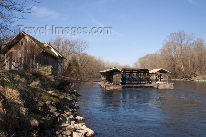 slovenia506: Veržej, the floating Babicev mill in the Mura river, Prekmurje, the easternmost region of Slovenia on the border with Hungary - Slovenia - photo by I.Middleton - (c) Travel-Images.com - Stock Photography agency - Image Bank