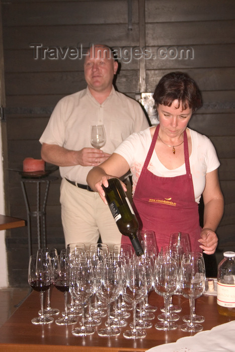 slovenia596: Slovenia - wine tasting in Vinoteka Brda in the Goriska Brda wine region - pouring a Slovenian red - photo by I.Middleton - (c) Travel-Images.com - Stock Photography agency - Image Bank
