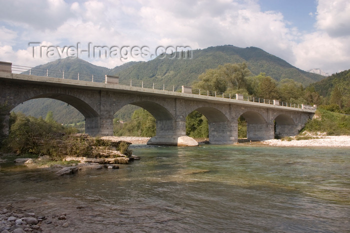 slovenia607: Slovenia - arch bridge over the Soca river - photo by I.Middleton - (c) Travel-Images.com - Stock Photography agency - Image Bank