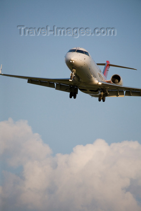 slovenia615: Slovenia - Brnik Airport:Adria Airways Canadair Regional Jet CRJ200LR S5-AAD landing at Ljubljana Joze Pucnik Airport - photo by I.Middleton - (c) Travel-Images.com - Stock Photography agency - Image Bank