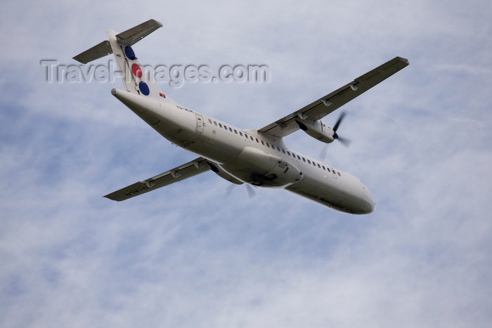 slovenia637: Slovenia - Brnik Airport: Jat Airways Aerospatiale ATR-72 YU-ALR taking off from Ljubljana Joze Pucnik Airport - photo by I.Middleton - (c) Travel-Images.com - Stock Photography agency - Image Bank