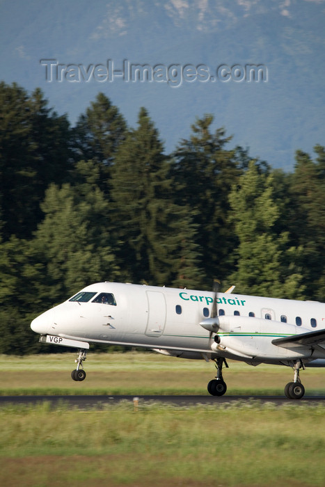 slovenia641: Slovenia - Brnik Airport: YR-VGP - Carpatair - Saab 340B taking off from Ljubljana Joze Pucnik Airport - photo by I.Middleton - (c) Travel-Images.com - Stock Photography agency - Image Bank